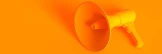 Orange background with megaphone
